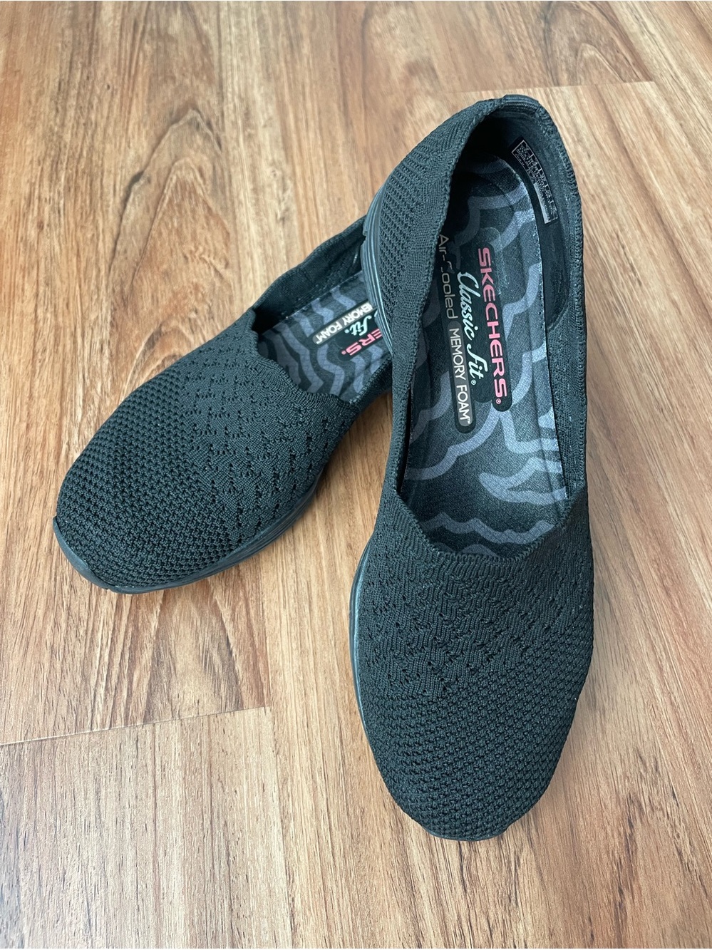 Skechers Women's Black Slip-On Knit Flats